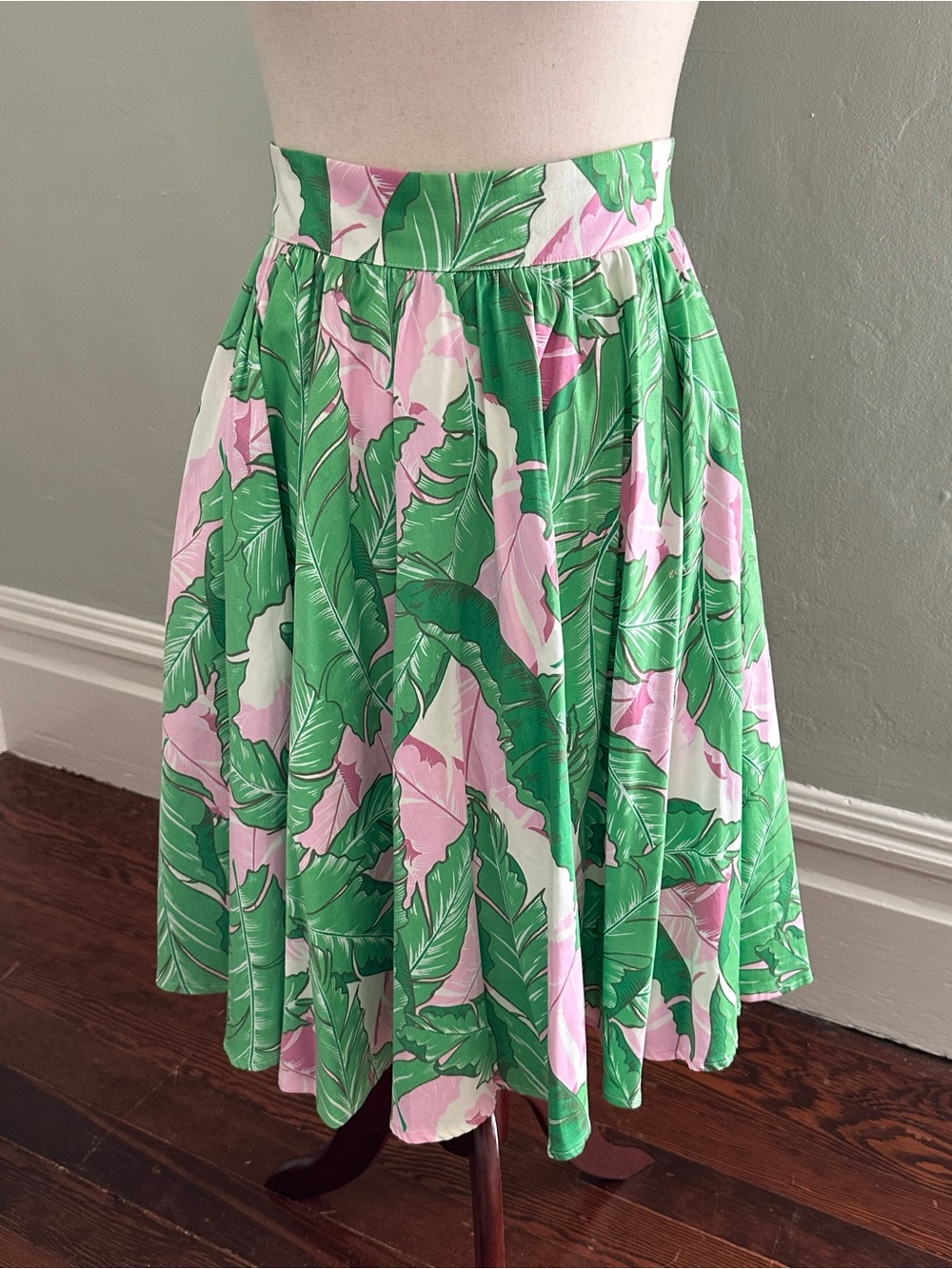 Pinup Couture Green & Pink Tropical Circle Skirt